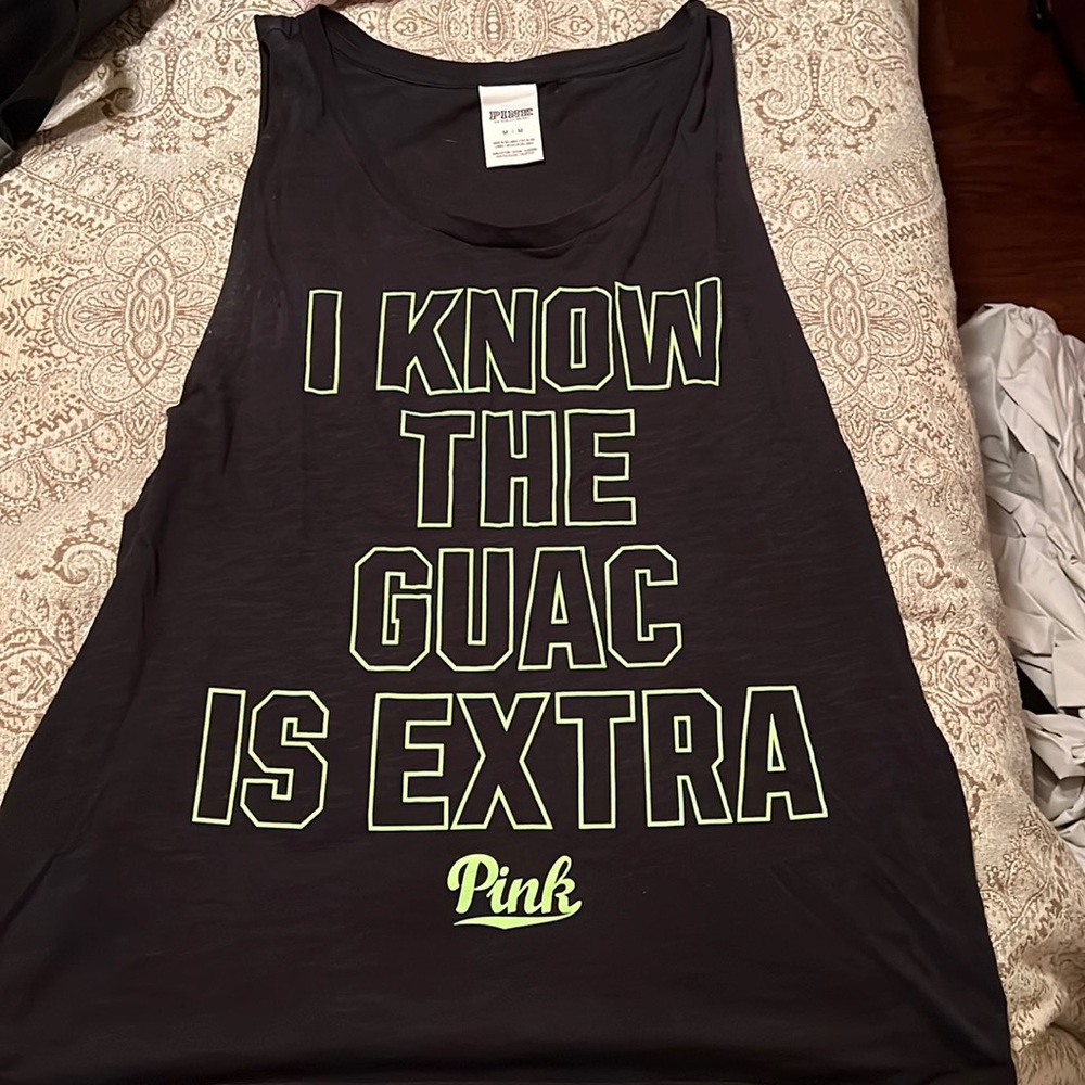 NWOT VS muscle tank top black lime green I know the guac is extra SIZE MEDIUM